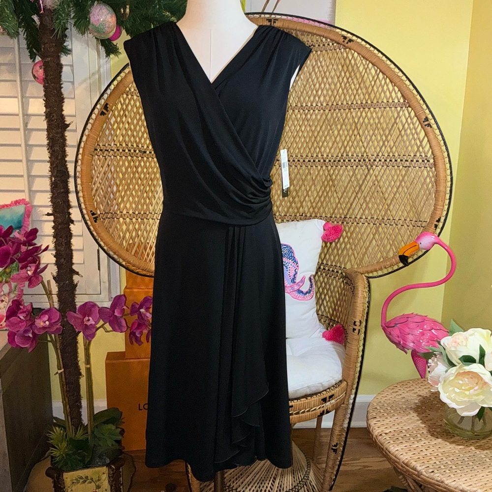 AGB NWT Dress Faux Wrap Black Size L - Picture 14 of 15